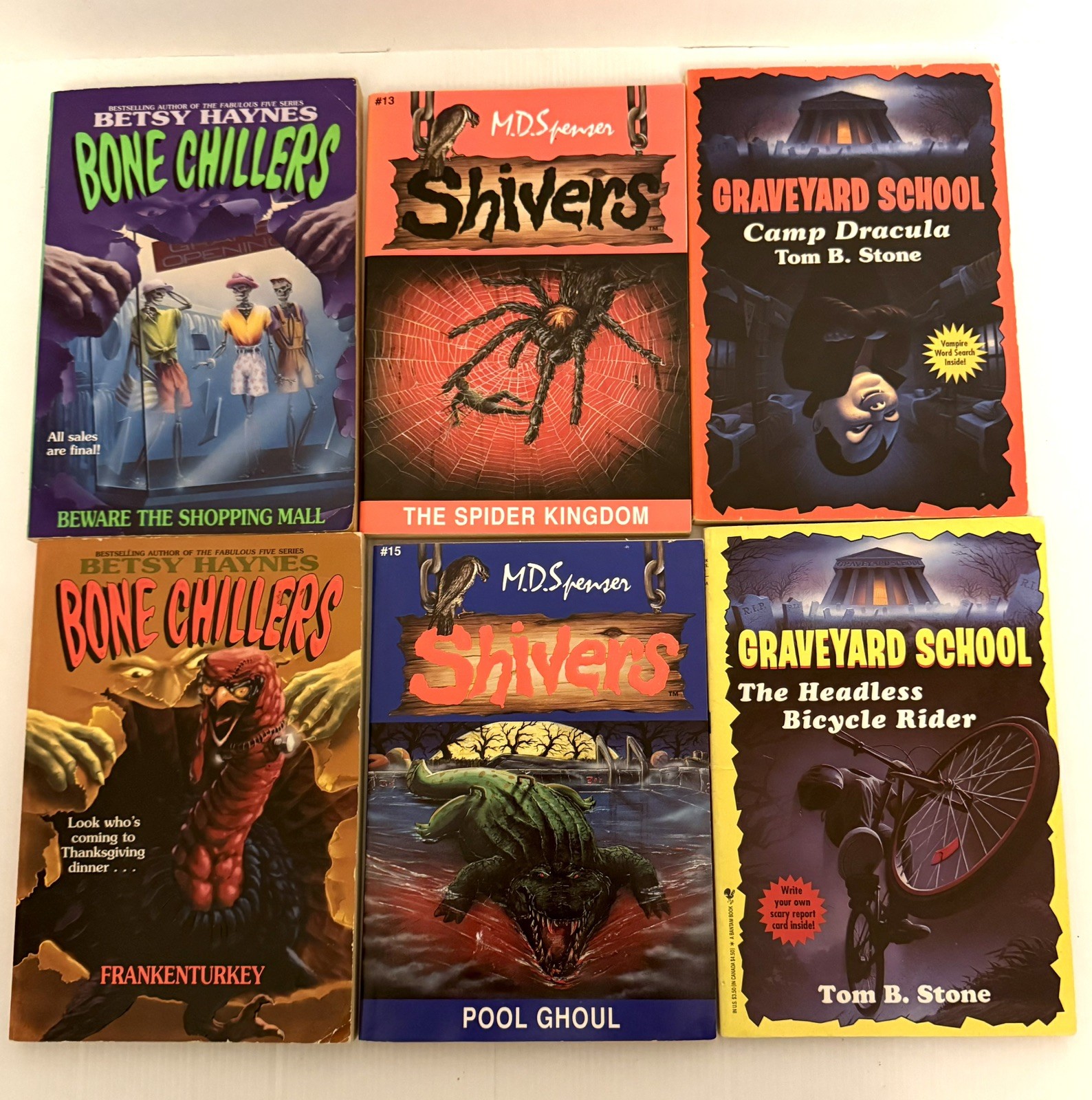 Vintage Horror YA Novels Graveyard School, Shivers and Bone Chillers x 8 Books