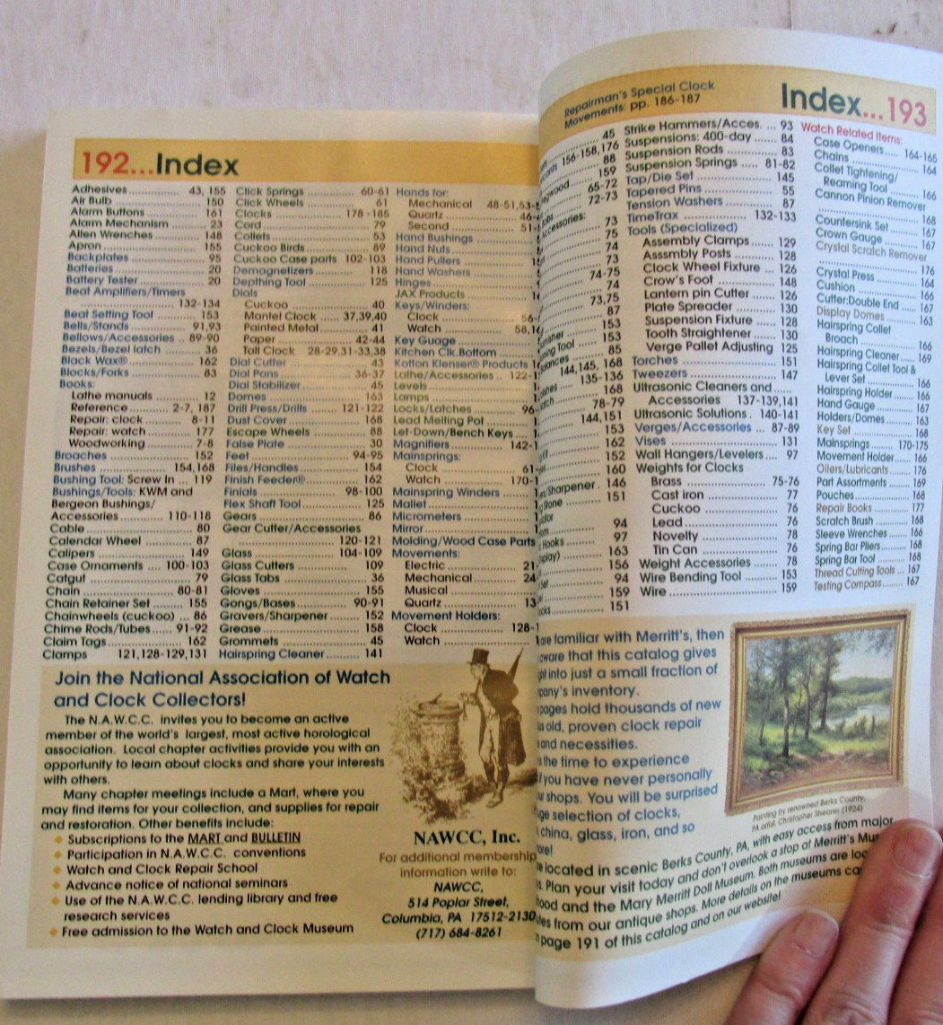 VTG 2004 Merritt’s Clock Watch Repair Supply Book Tool Catalog Order Form 192p