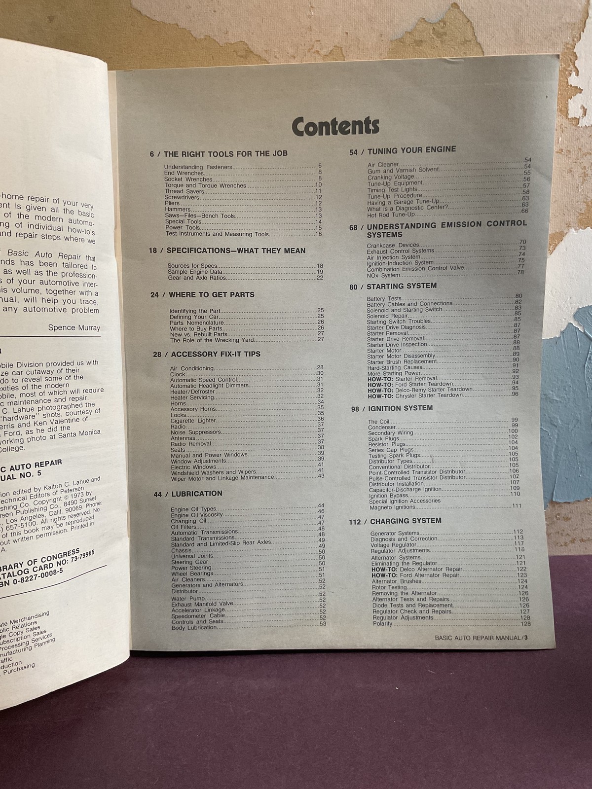 Petersen’s Basic Auto Repair Manual 5th Ed 1973 Tune-Up Specs Vintage Car Guide