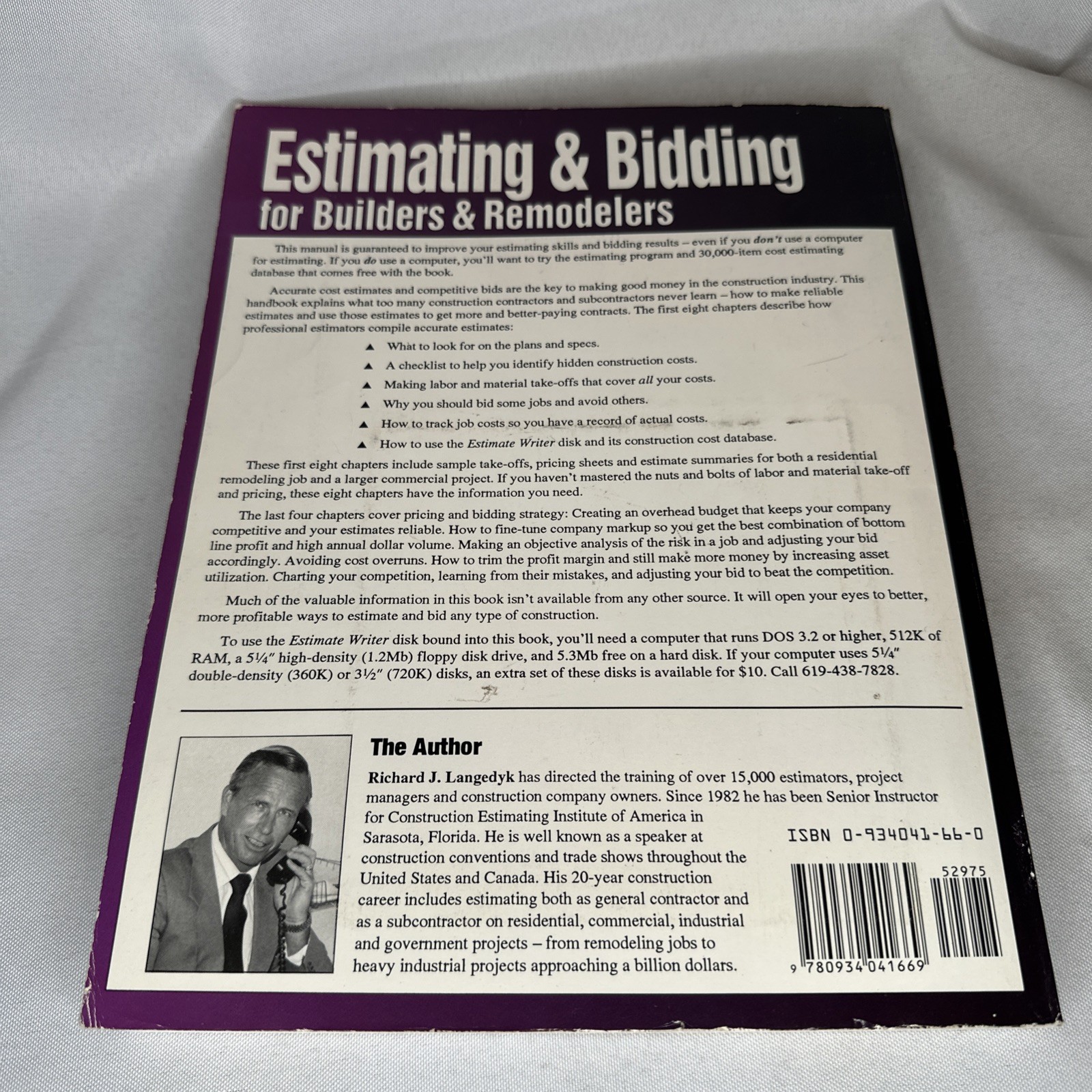 ESTIMATING & BIDDING FOR BUILDERS & REMODELERS/INCLUDES AN By Richard J. VG