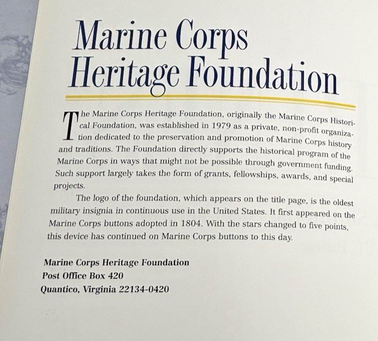 The Marines USMC History Book 1998 Marine Corps Heritage Foundation HC