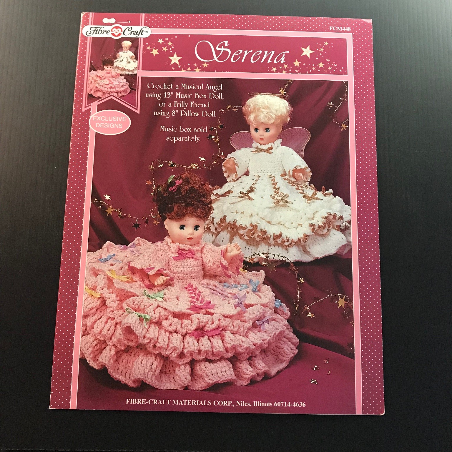 Serena Fibre-Craft FCM448 Crochet Pattern Booklet 1995 Music Box Doll Angel