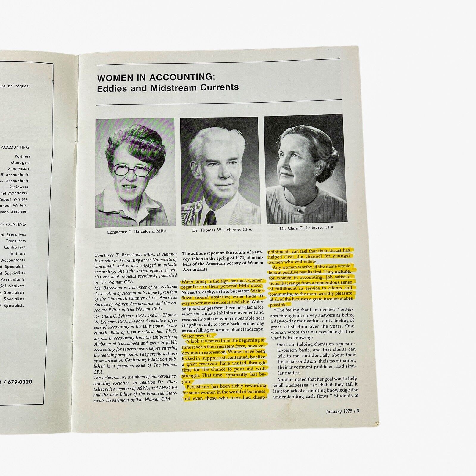 Vintage The Woman CPA Magazine Jan 1975 Vol 37 No 1 Women Accountants Taxes Rare