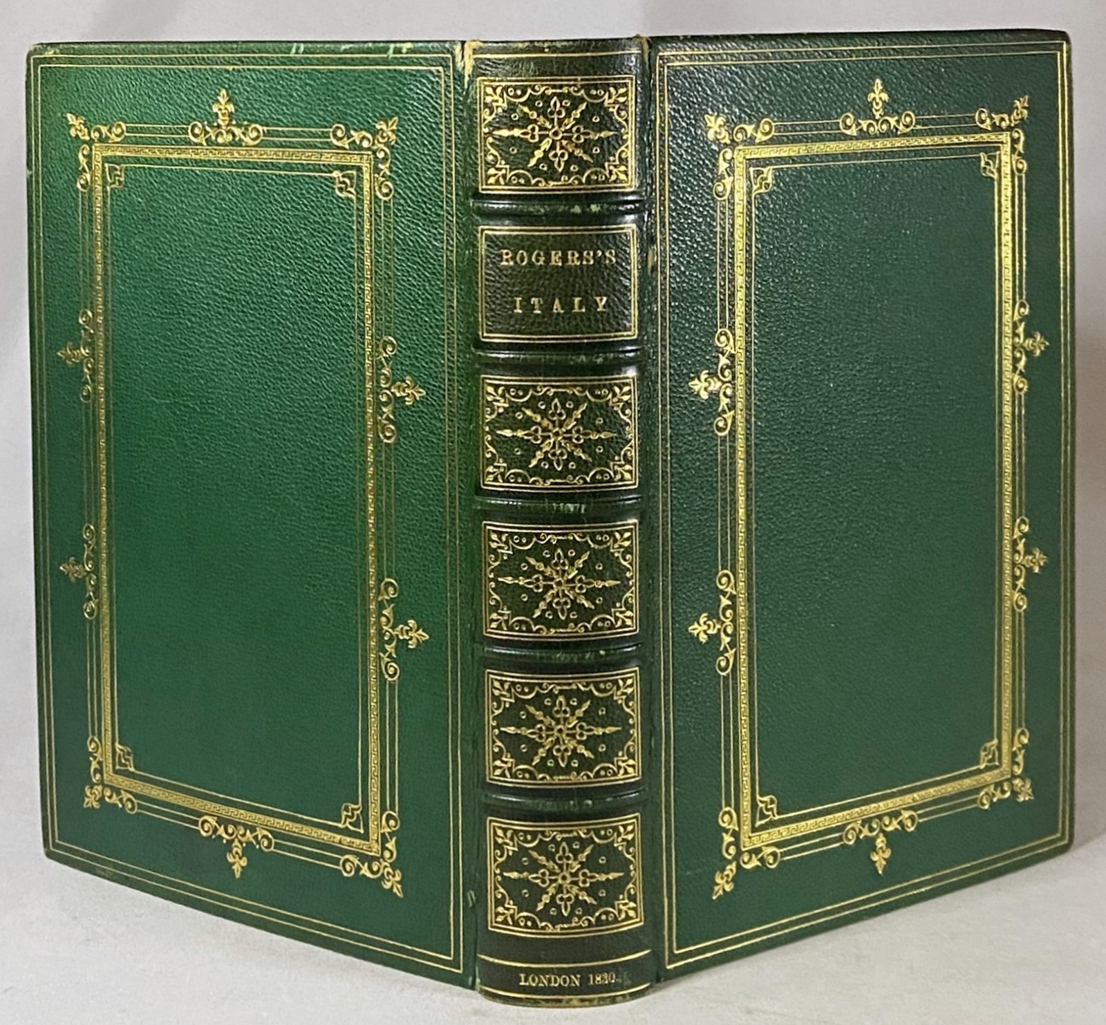 1830 ITALY: A POEM Antique Fine Leather Green Binding ROGERS Victorian Gift Book