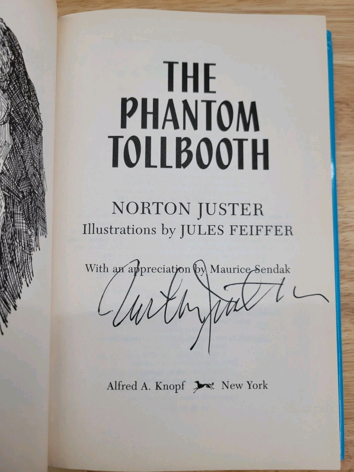 THE PHANTOM TOLLBOOTH Norton Juster SIGNED Hardcover Jules Feiffer Illus. NF/NF