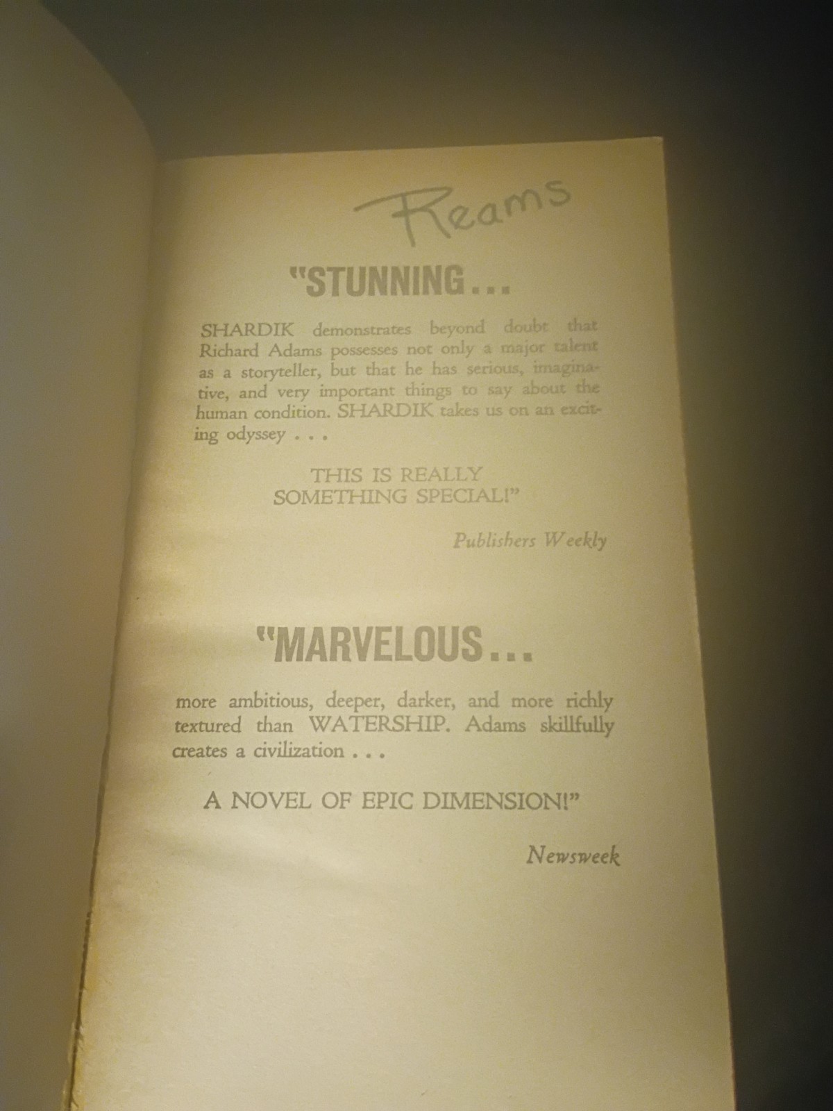 Shardik Richard Adams PB 1st Avon (1976)