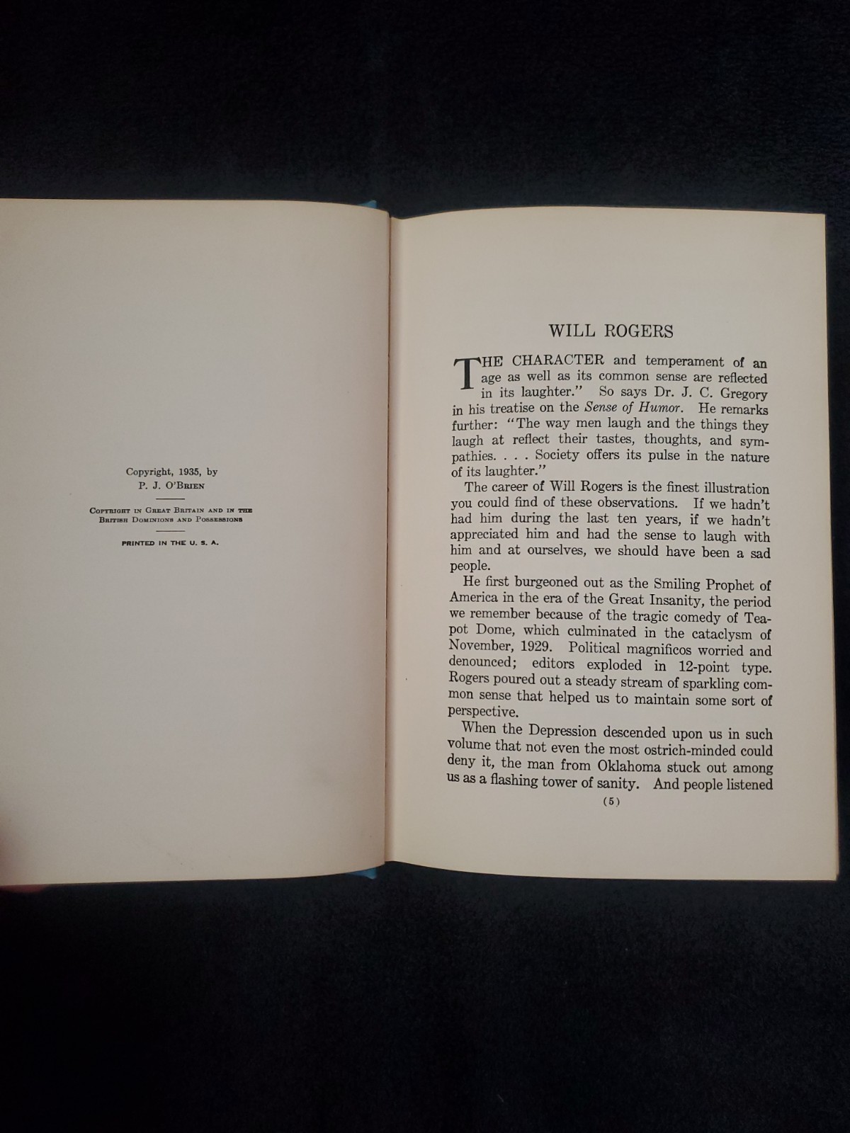 Vintage 1935 Will Rogers – Ambassador of Good Will by P.J. O’Brien