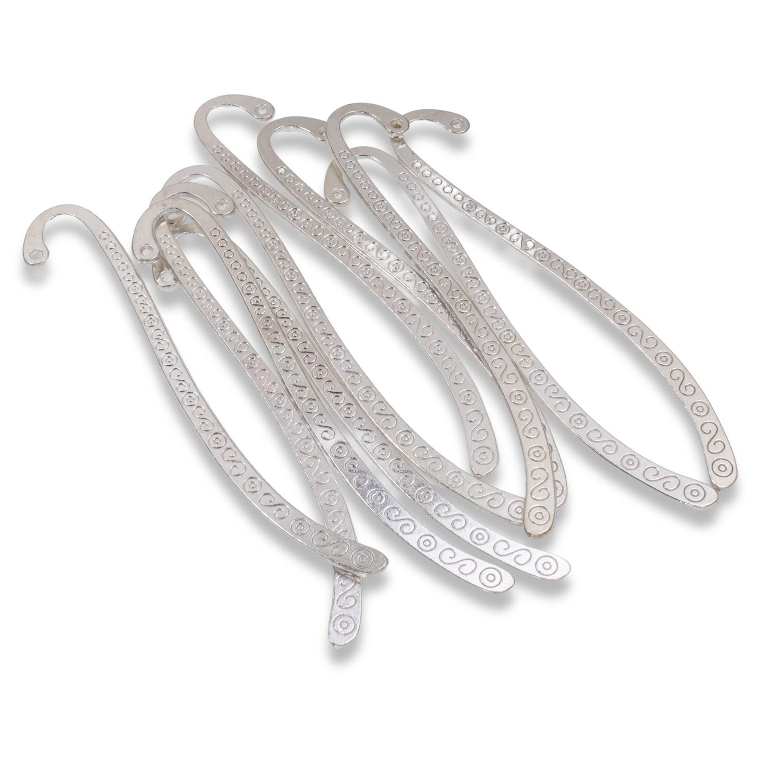 10/Pkg Silver Swirl Small Metal Bookmarks, Tibetan Style 3 3/8″ Long