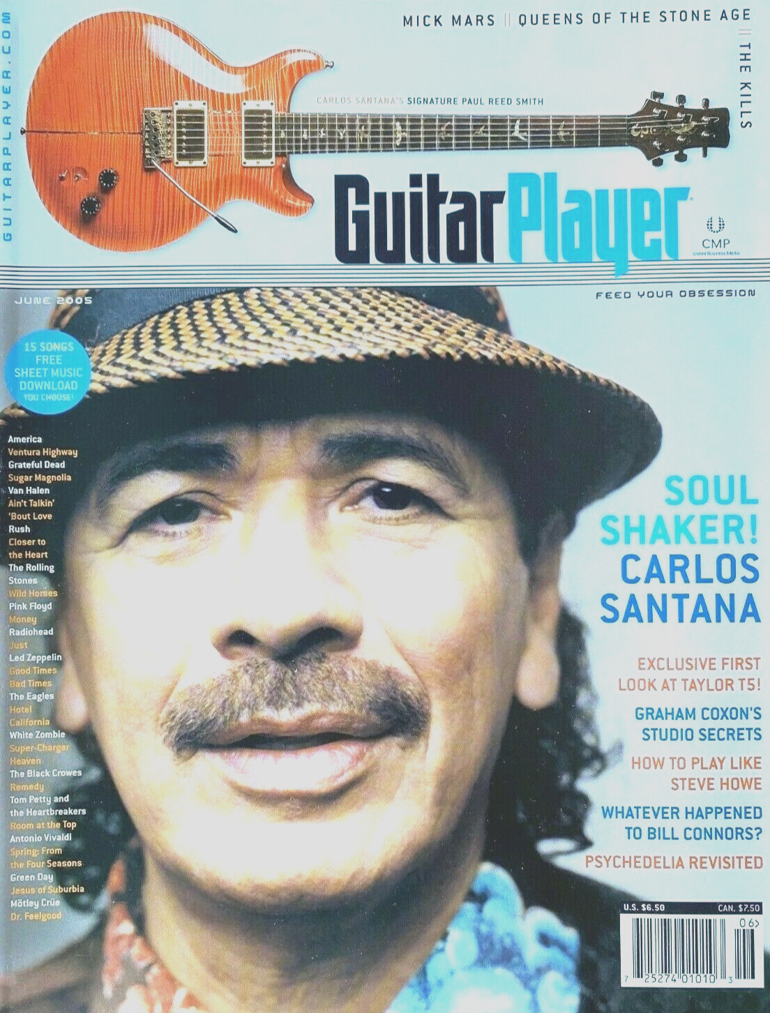 Guitar Player Magazine June 2005 Carlos Santana Mick Mars Queens Of Stone Age