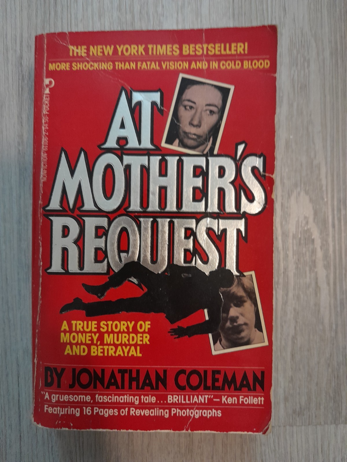 1986 Pocket Books At Mother’s Request Jonathan Coleman 1st Edition Paperback