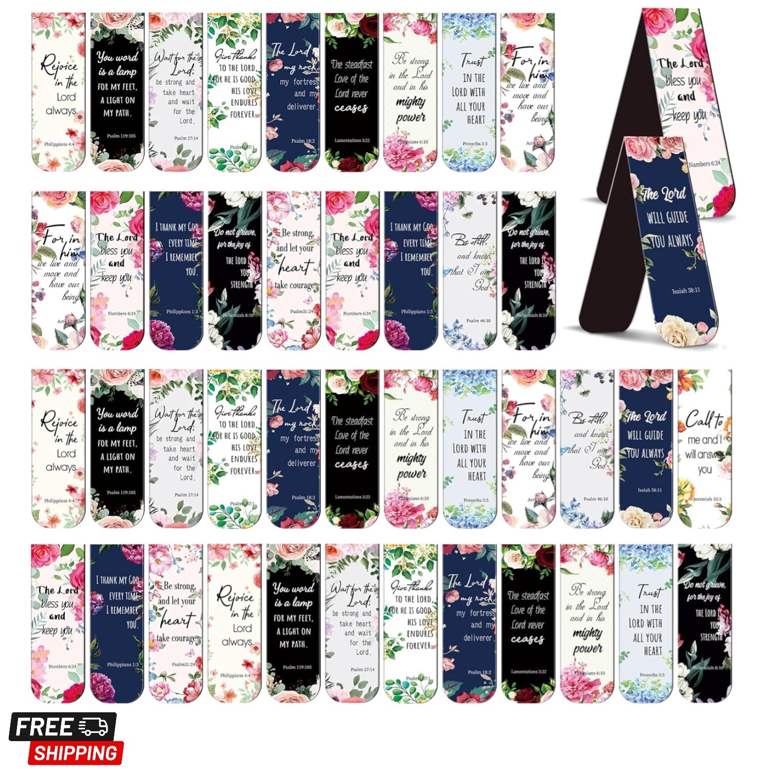 48 Pcs Bible Verse Magnetic Christian Bookmarks 0.8×4.7in Inspirational Scrip…