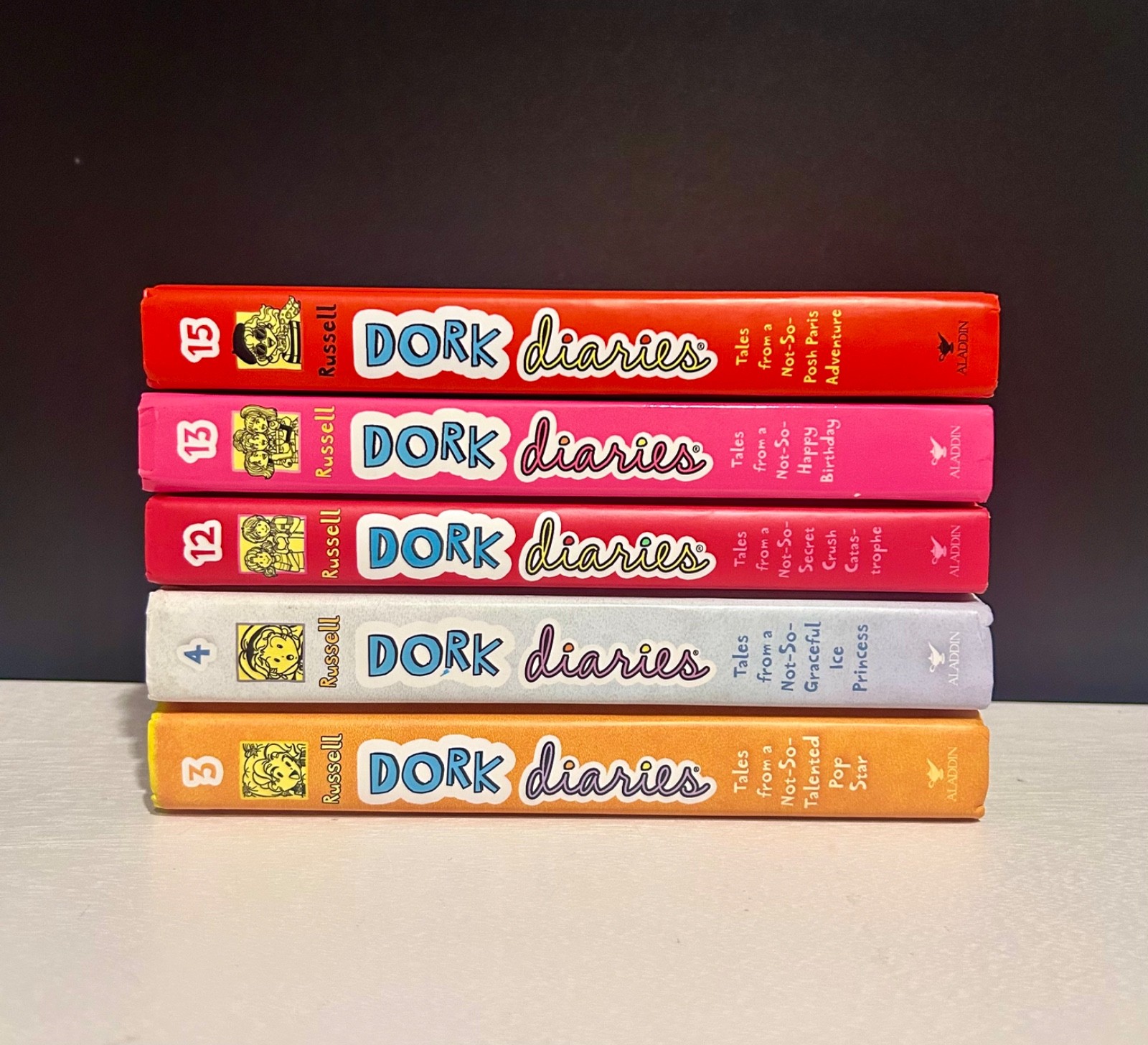 Lot of 5 – Dork Diaries 3, 4, 12, 13, 15 by Rachel Renee Russell