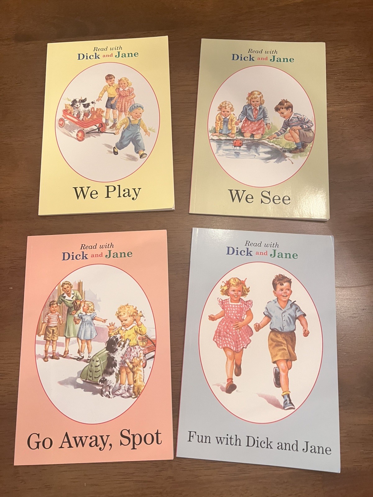 Read With Dick And Jane 4 Book Lot Vintage Kids Early Reader Classics Trade PB