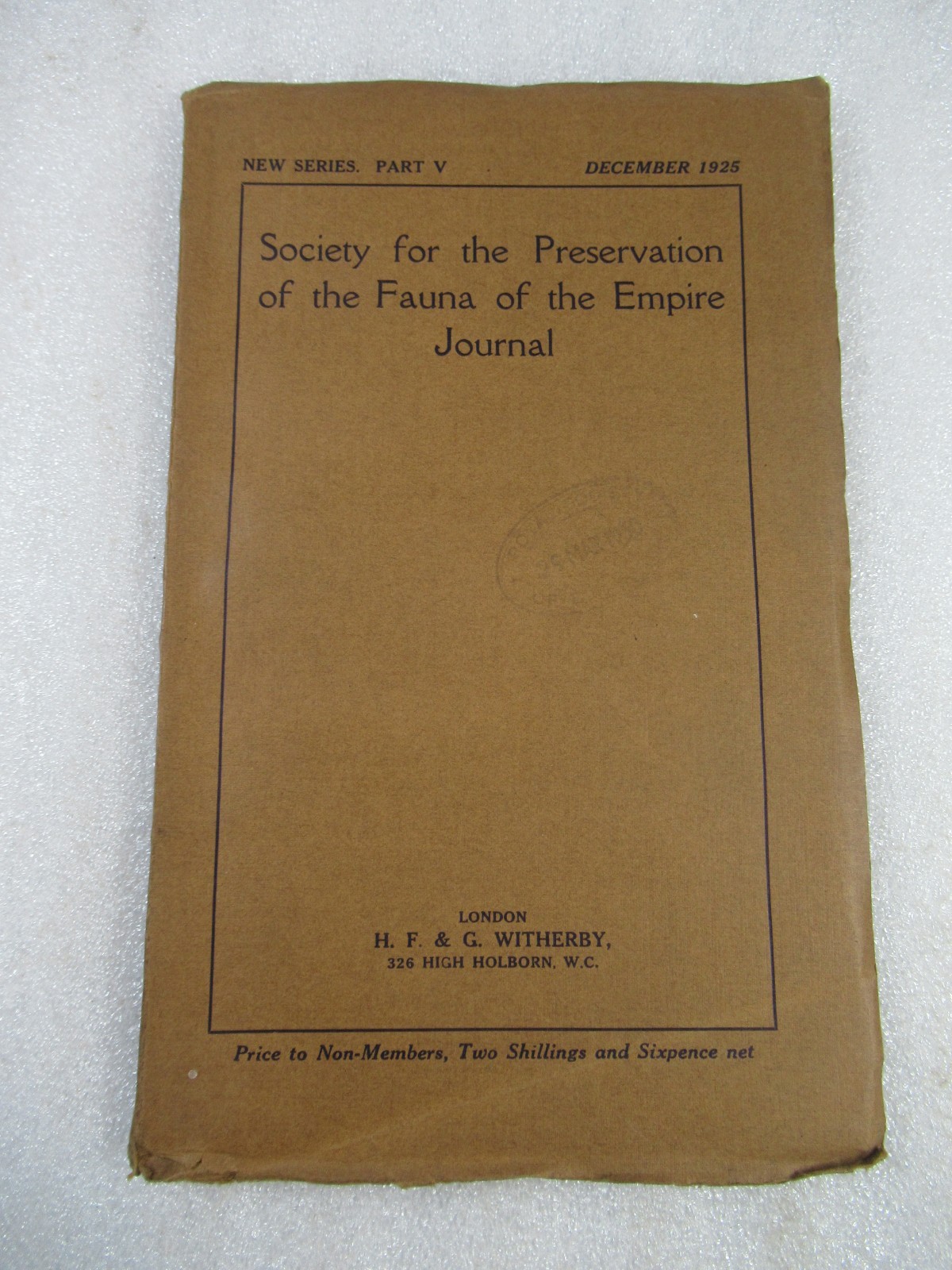 1921-27 Journal of the Society For the Preservation of the Fauna of the Empire