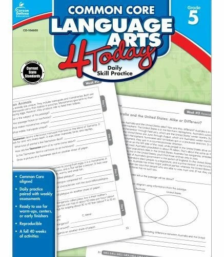 Language Arts 4 Today, Grade 5 : Daily Skill Practice Paperback