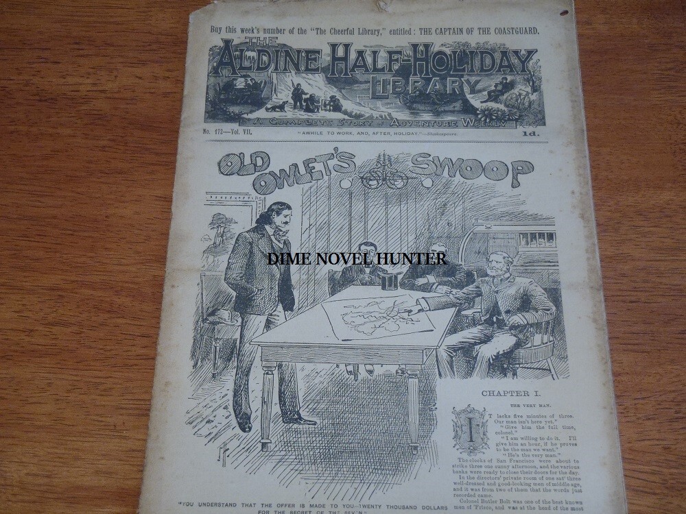 ALDINE HALF-HOLIDAY LIBRARY #172 OLD OWLET’S SWOOP 1895 DREADFUL DIME NOVEL