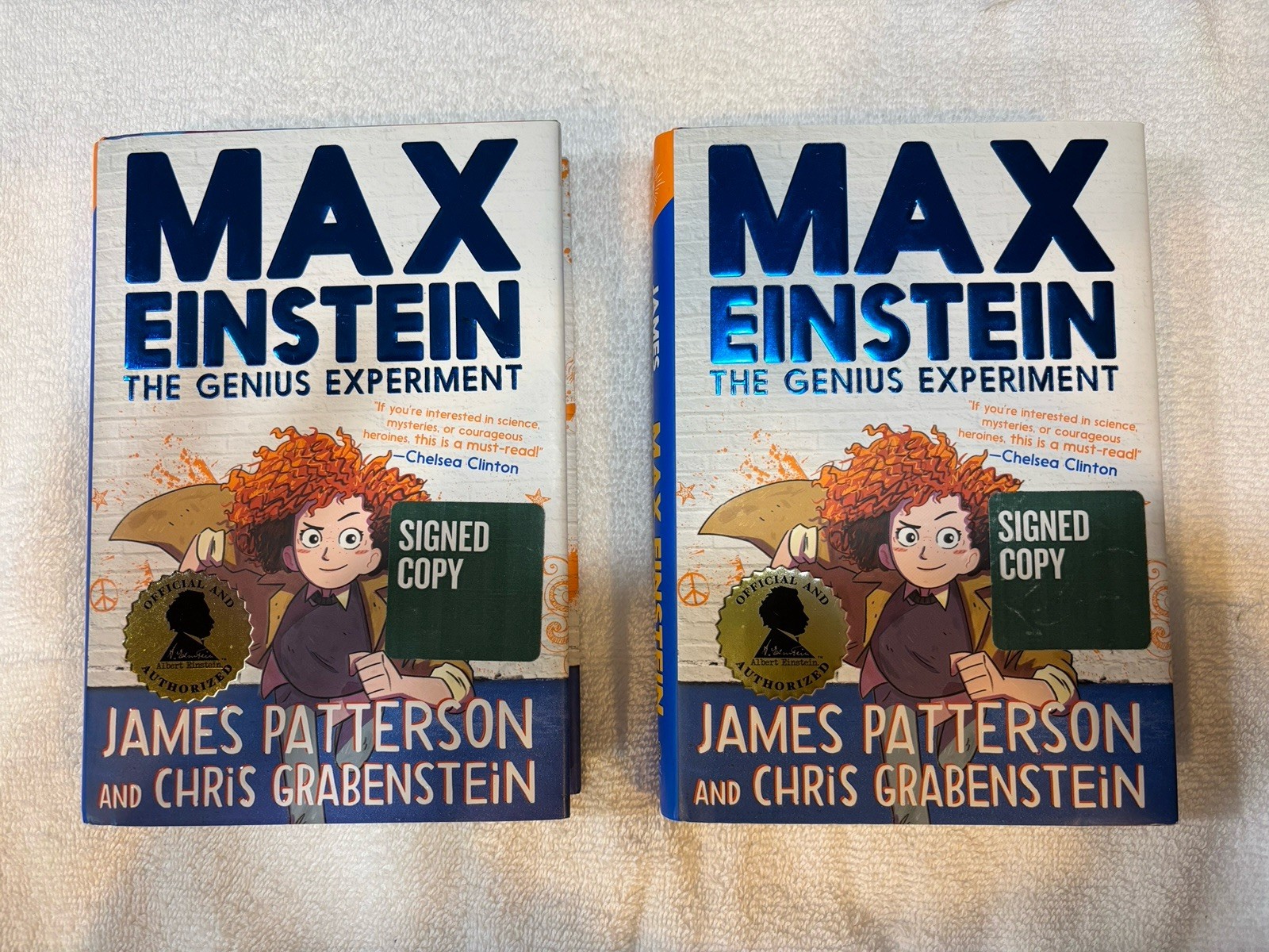 Set Of 2 Hand Signed Max Einstein Books By James Patterson & Chris Grabenstein