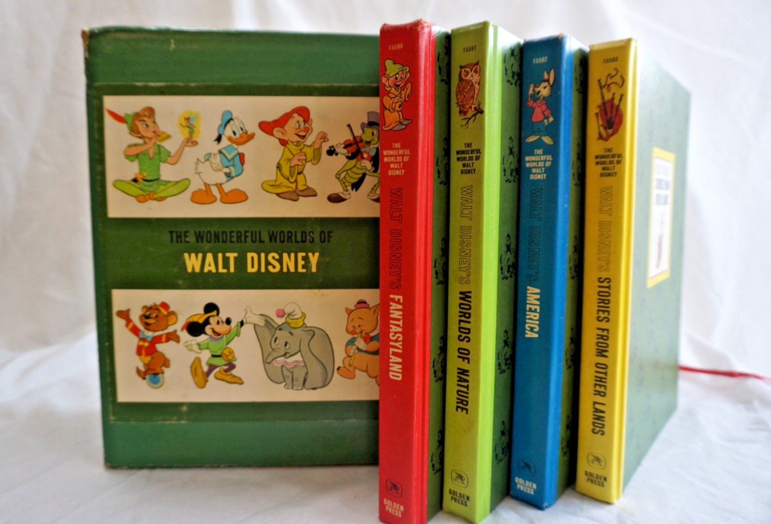 1965 Wonderful Worlds of Walt Disney Complete 4 Volume Box Set Golden Press HC