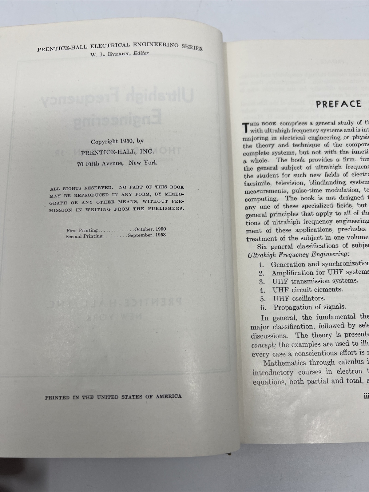 Ultrahigh Frequency Engineering By Thomas Martin JR Electrical Engineering 50s