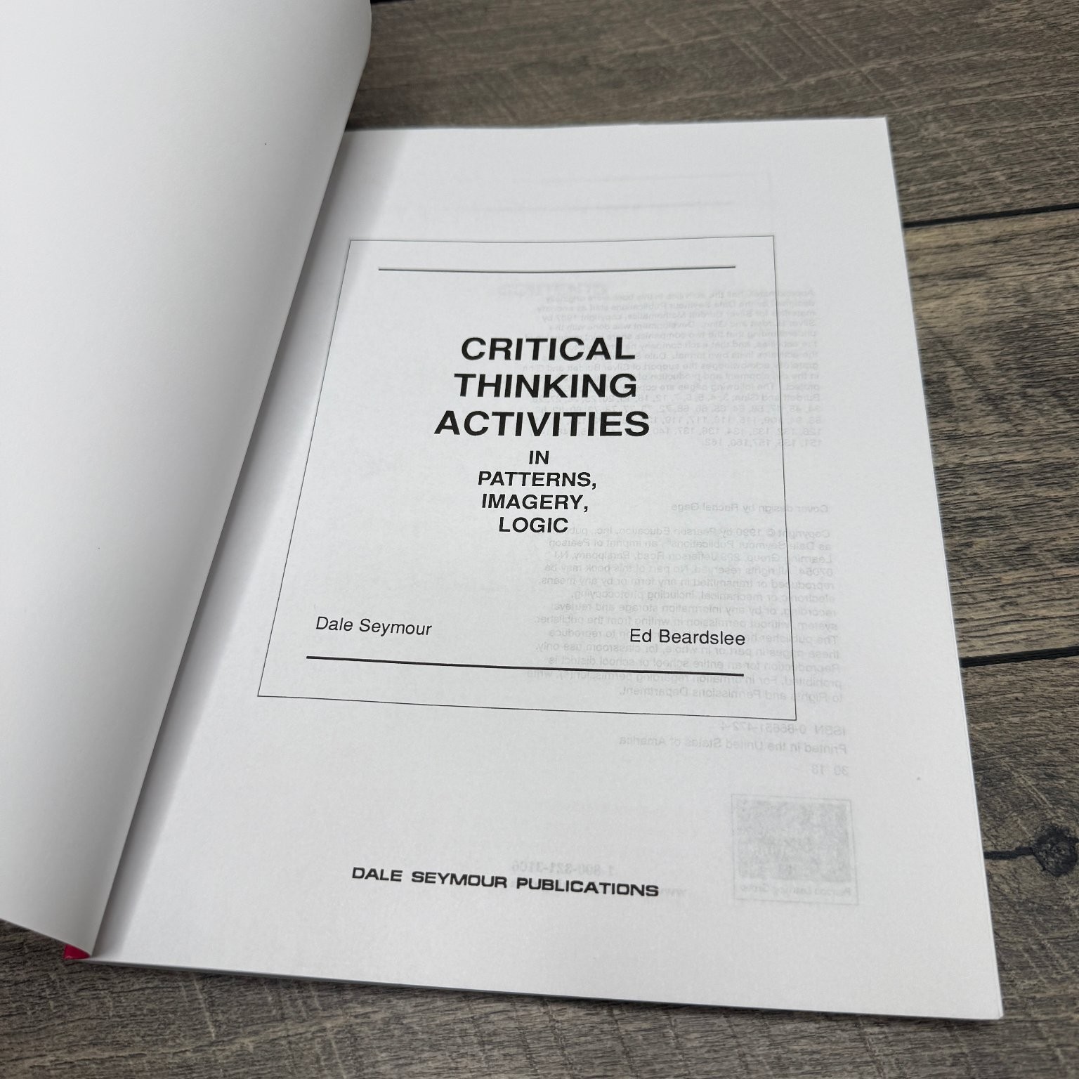 Critical Thinking Activities Patterns Imagery Logic Dale Seymour 1990 Grades