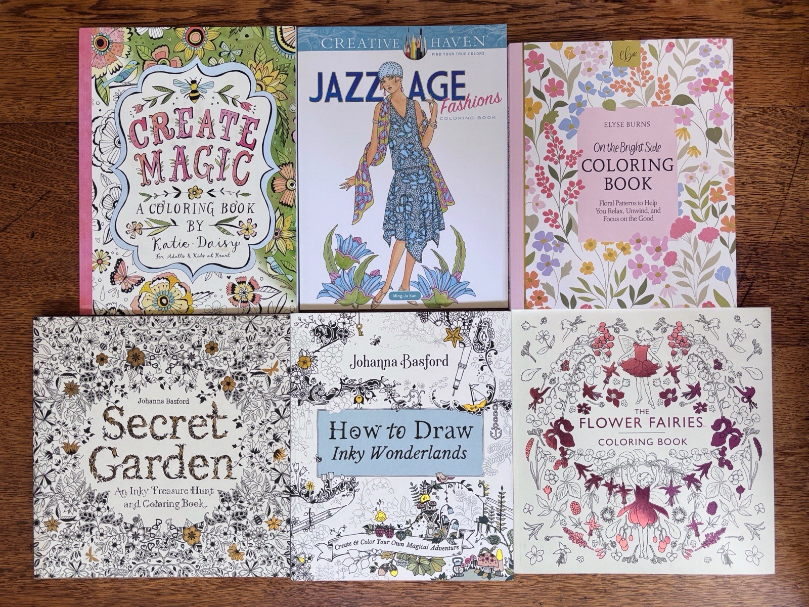 Johanna Basford Elyse Burns Katie Daisy Flower Fairies Coloring Books Lot of 6