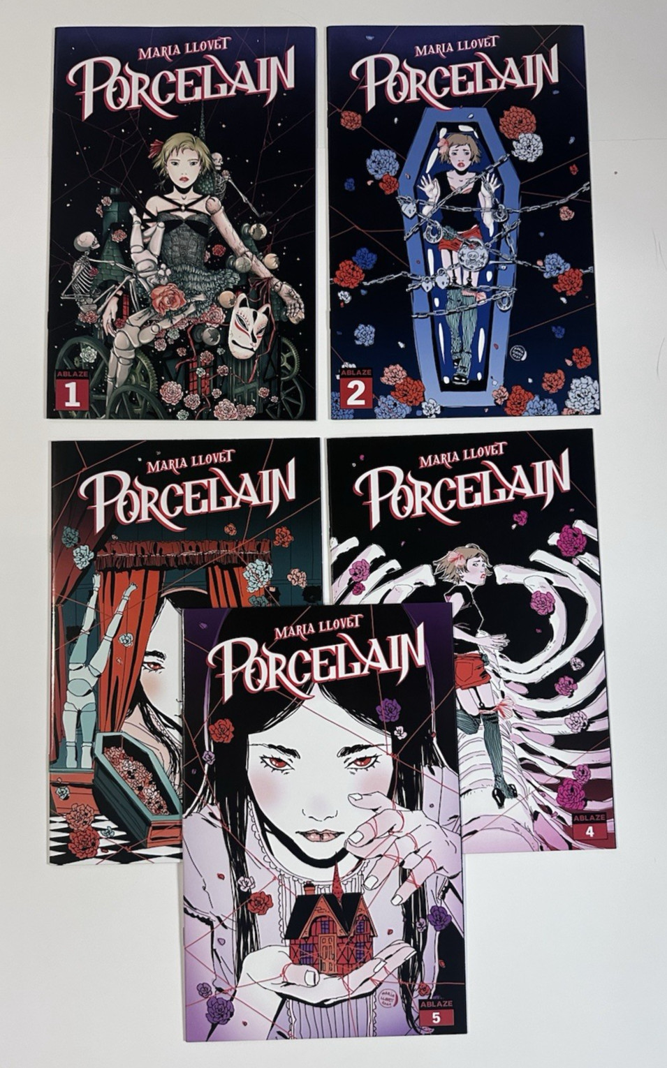 Maria LLovets Porcelain Complete Set 1-5 -NM/M Ablaze Comics 2021 – SHARP
