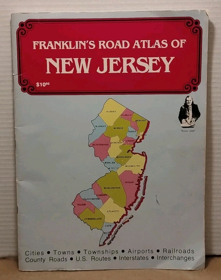 Franklin’s Road Atlas of NEW JERSEY – Vintage Full Color Staple Bound Paperback
