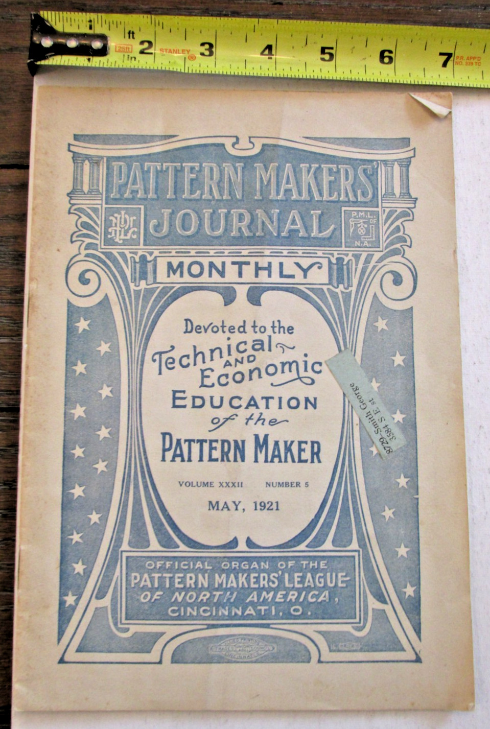 VTG 1921 Pattern Makers Monthly Journal Educational Booklet Pattern Makers Ad