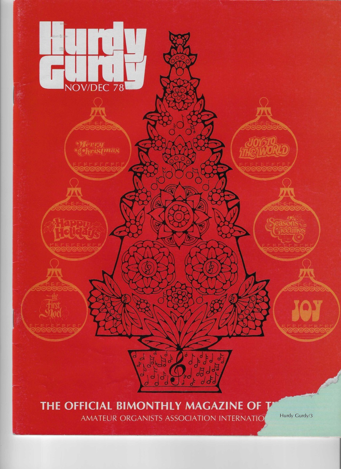 Hurdy Gurdy Magazine Nov.-Dec. 1978 Official Bimonthly Magazine of The AOAI