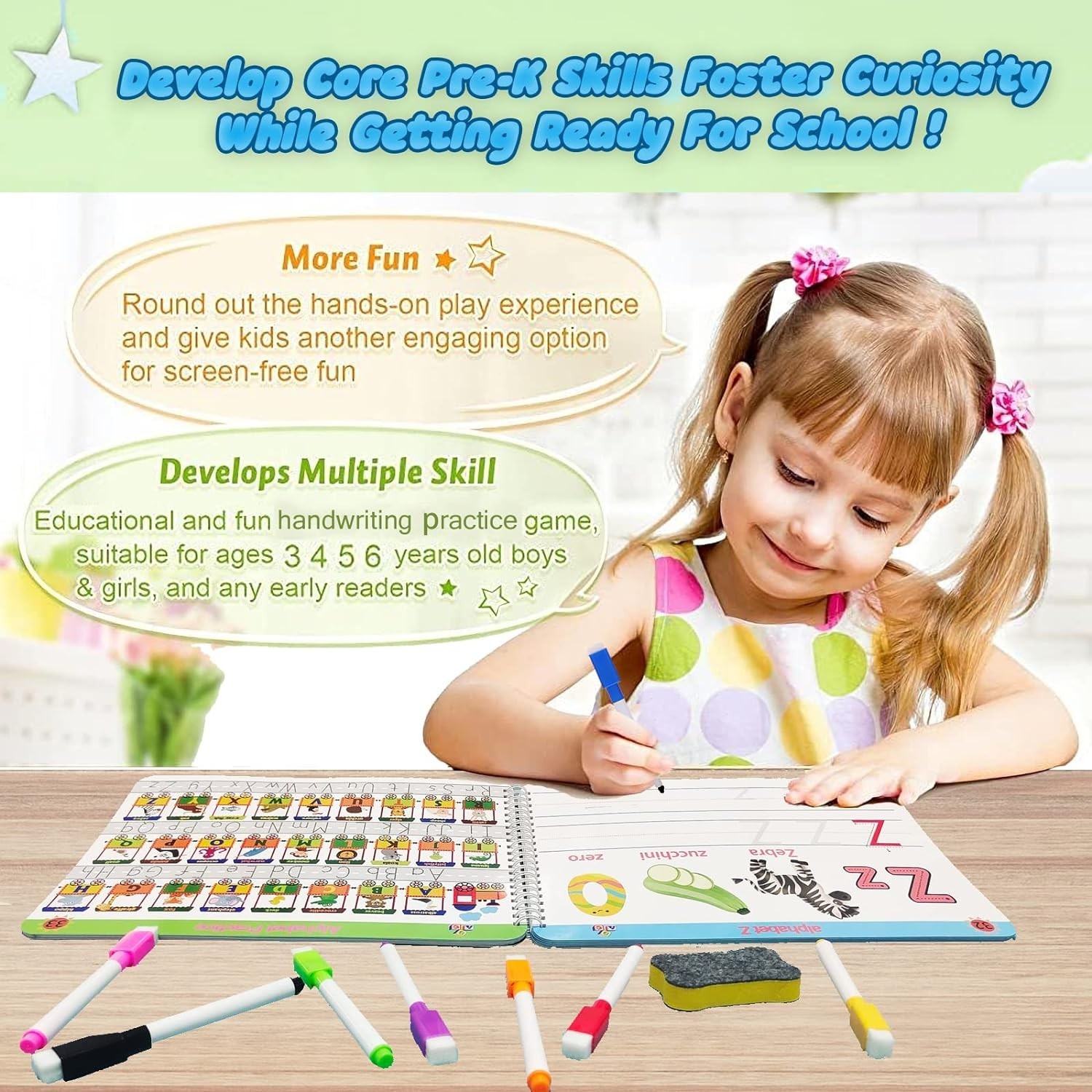 Multi-Theme Tracing Workbook for Preschoolers – Fun Learning with Erasable Pages