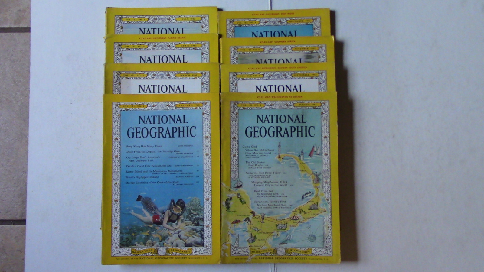 National Geographic 1962 some supplements Pick 1: March to November
