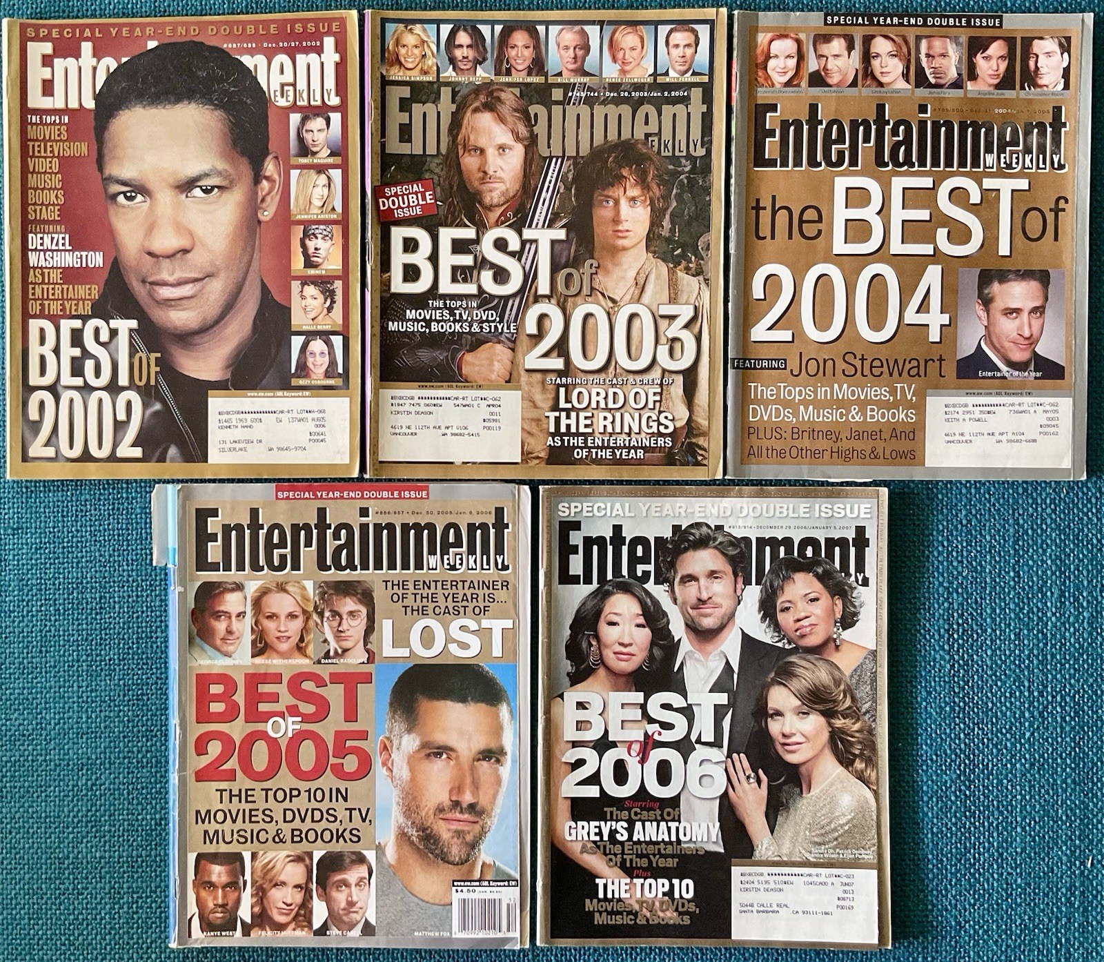 Entertainment Weekly Magazine LOT of 5 Double Issues – Best Of 2002 to 2006