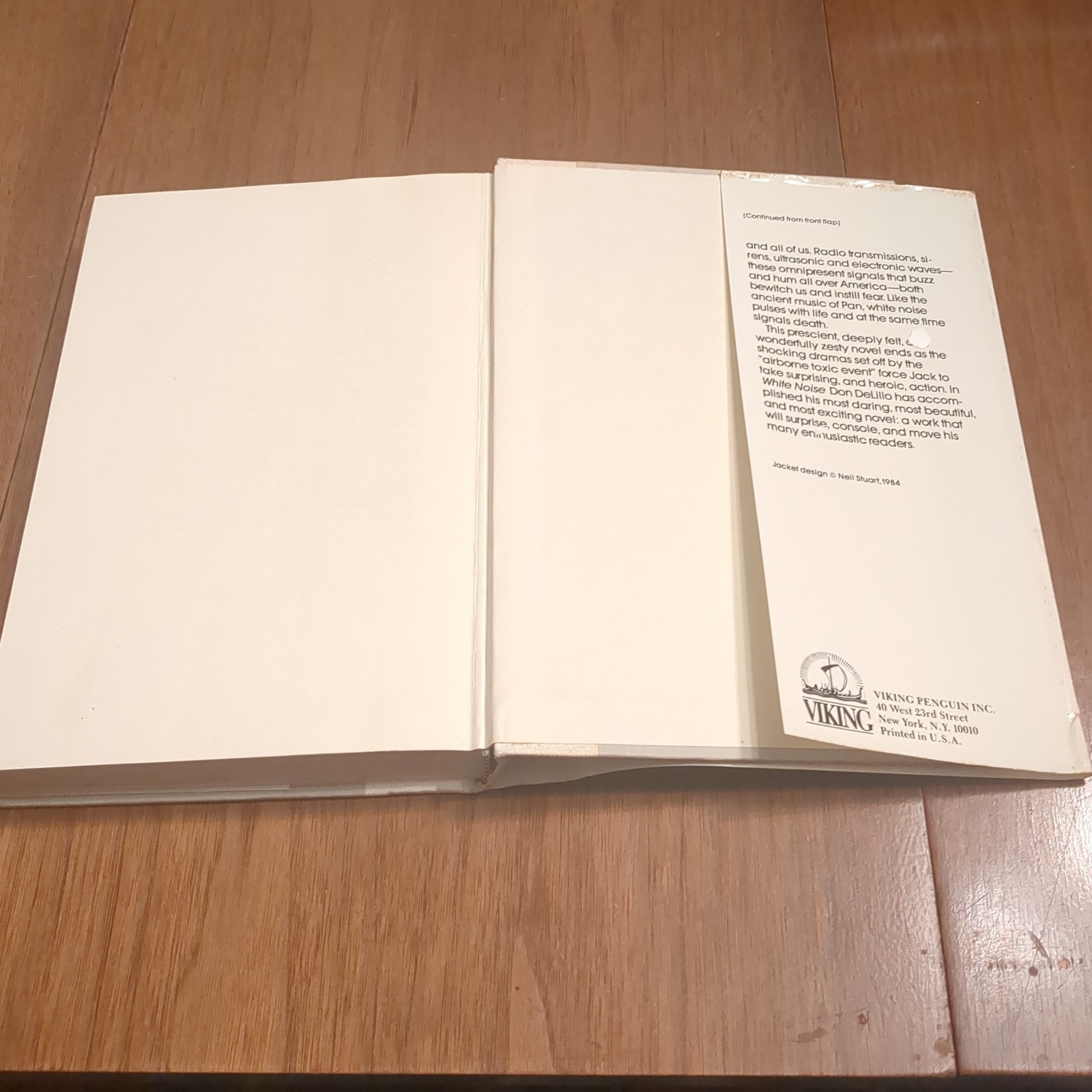 Don Delillo – WHITE NOISE – 1st Edition Hardcover 1985
