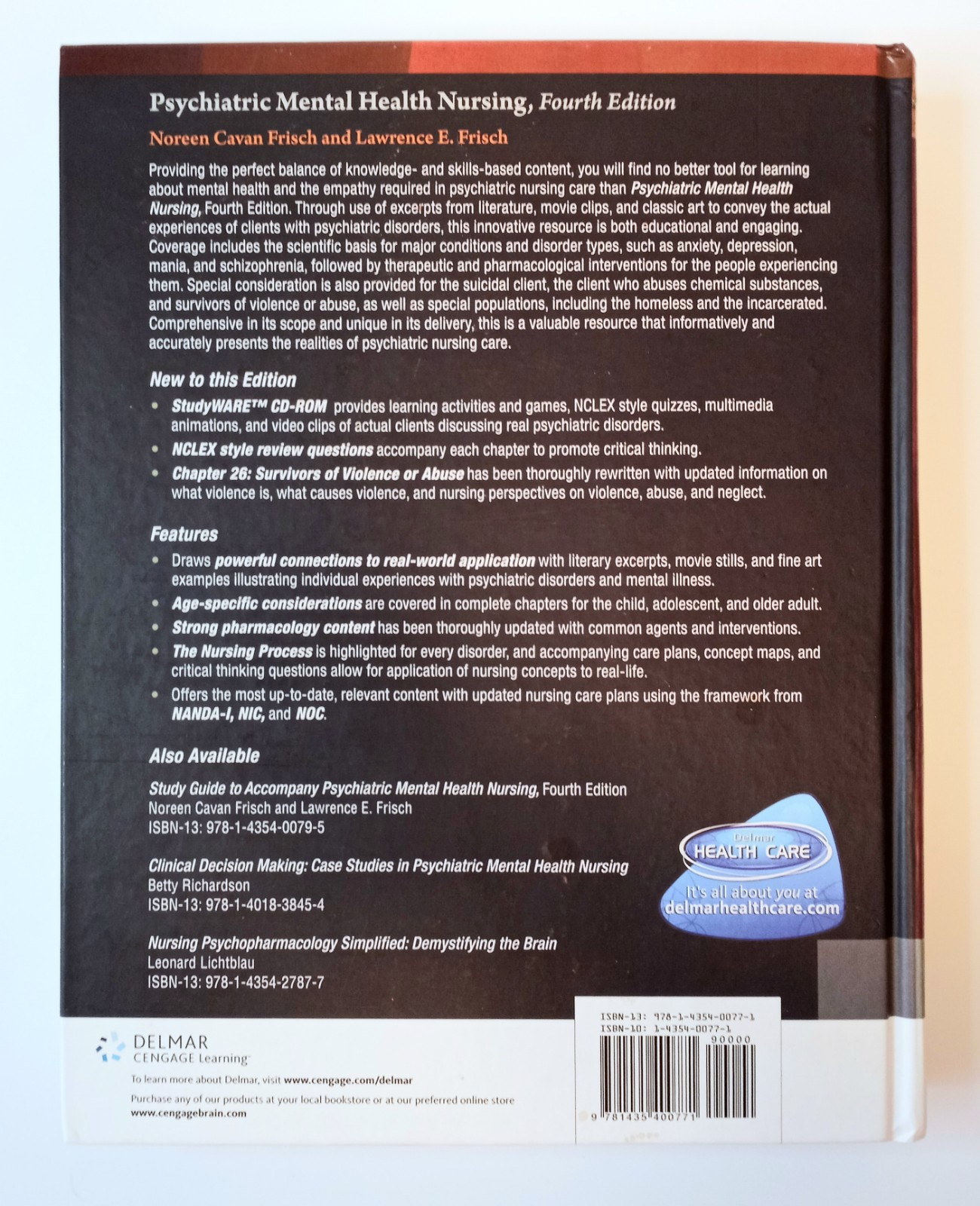 Psychiatric Mental Health Nursing 4th Ed Frisch Delmar Cengage Learning w/ CD