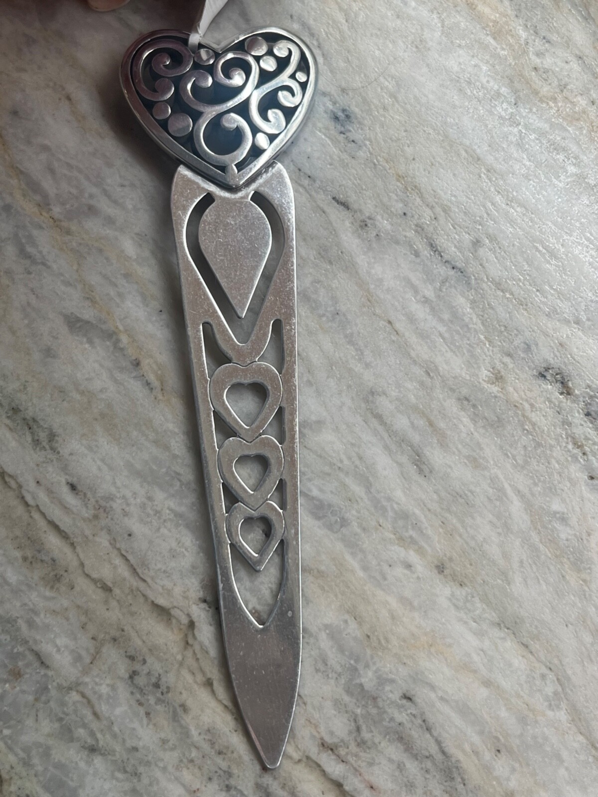 Brighton Silver Tone Large Bookmark Contempo Heart Design NWT