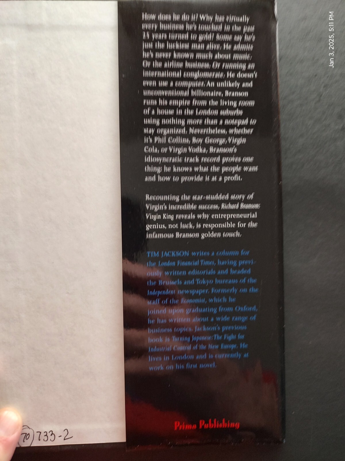 Richard Branson, Virgin King : inside Richard Branson’s Empire, 448 pages, ©1996