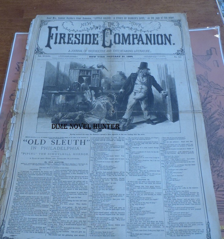 NEW YORK FIRESIDE COMPANION #846 OLD SLEUTH COVER PHILADELPHIA STORY PAPER NOVEL