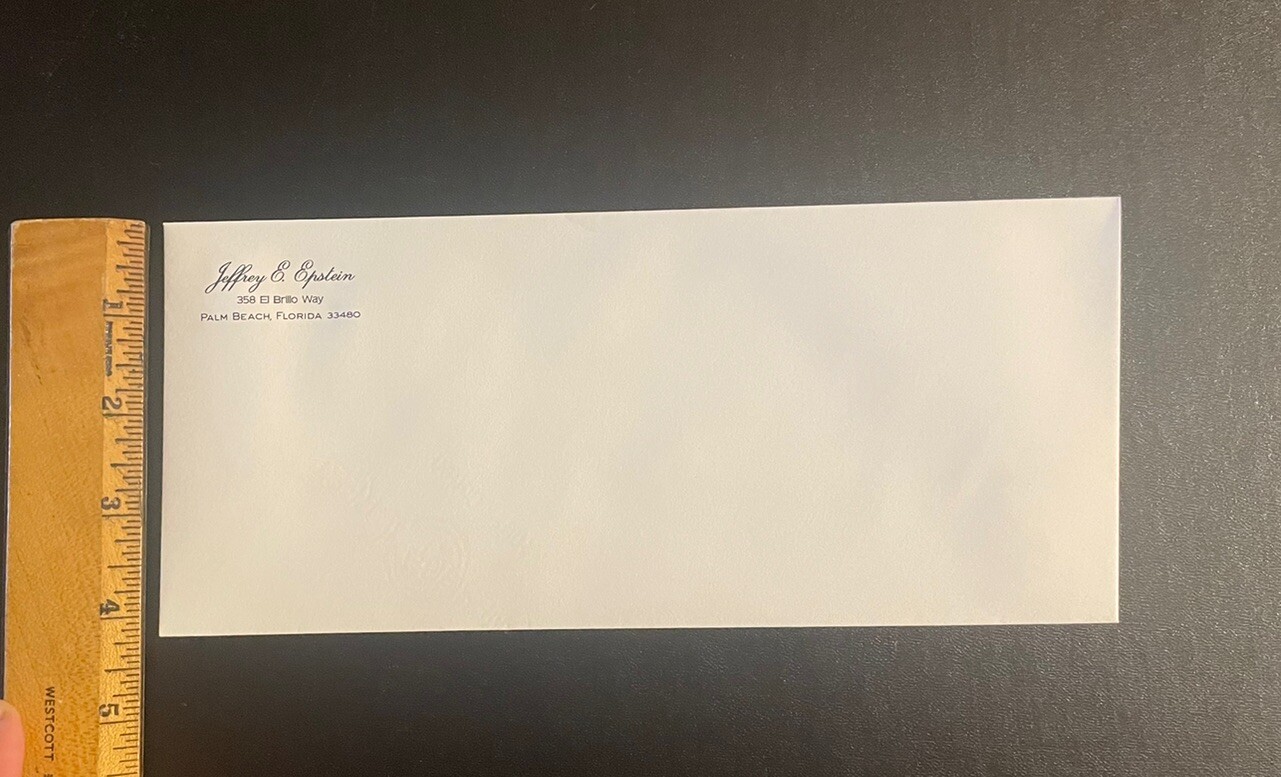 Envelope Jeffrey E Epstein Palm Beach Florida G2U