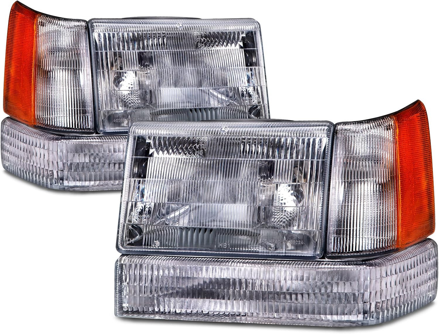 Chrome Housing Halogen Headlights Compatible with Jeep Grand Cherokee 1993-1996