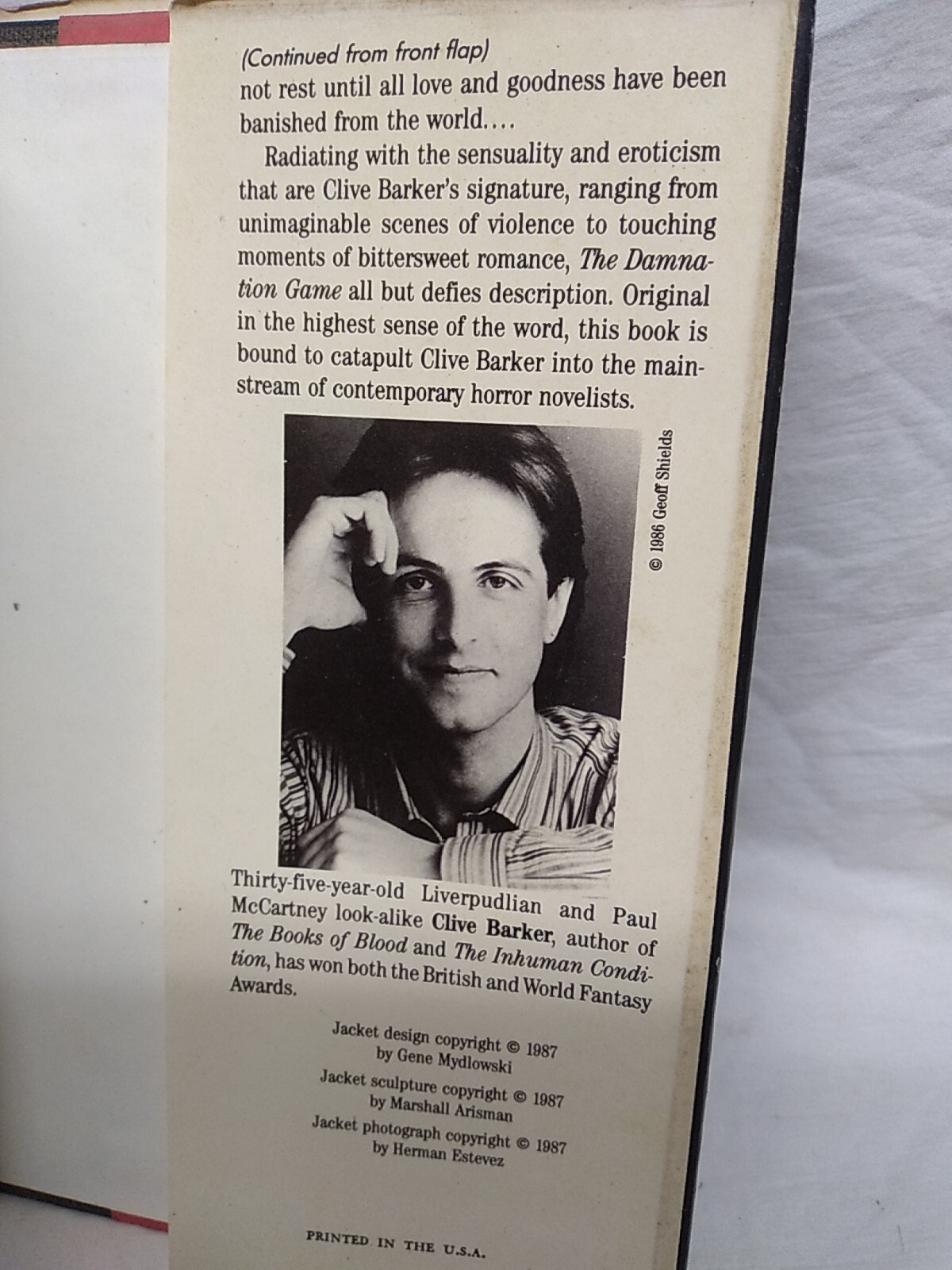 THE DAMNATION GAME by Clive Barker 1985 First Novel Edition 368 pages Ace/Putnam