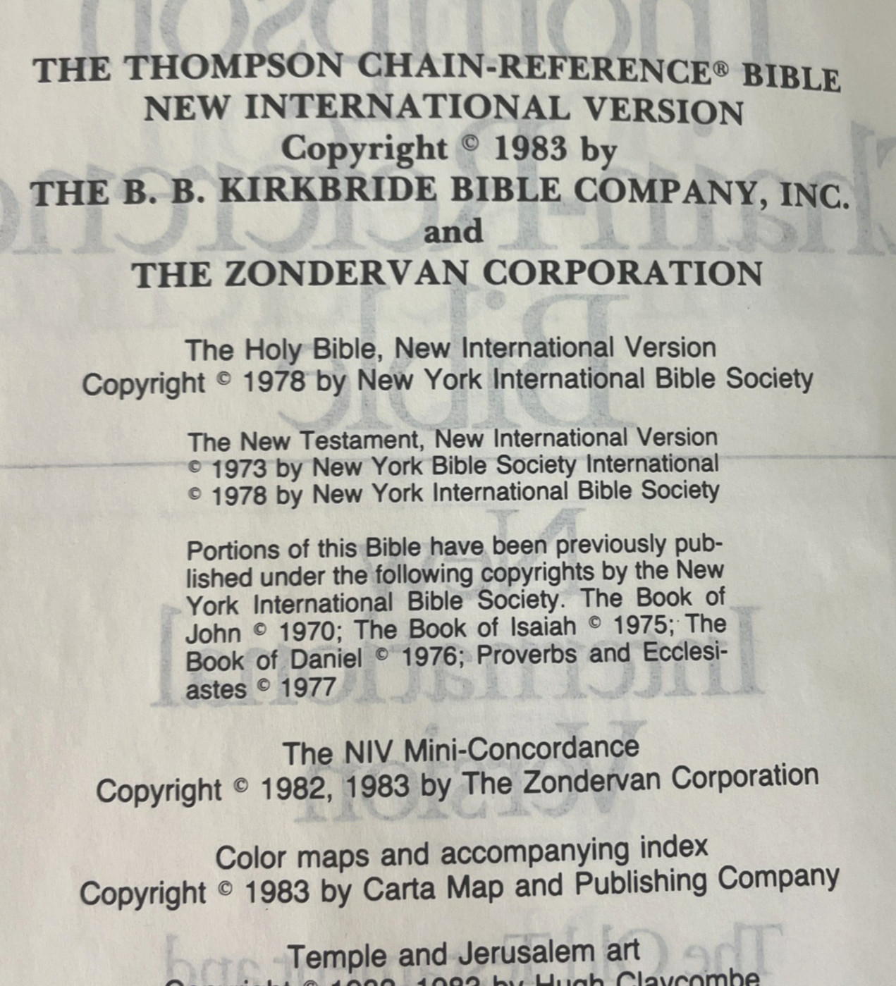 NIV Thompson Chain Reference Bible Red Letter Kirkbride Leather Smyth Sewn EUC
