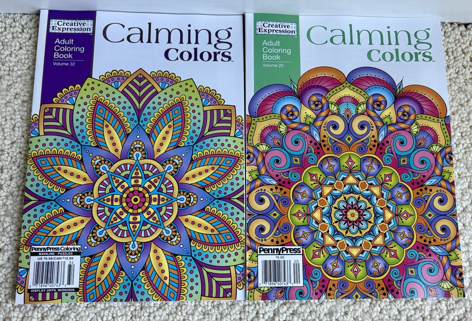 Lot of 2 New Penny Press Creative Expression Adult Coloring Books; Both Included