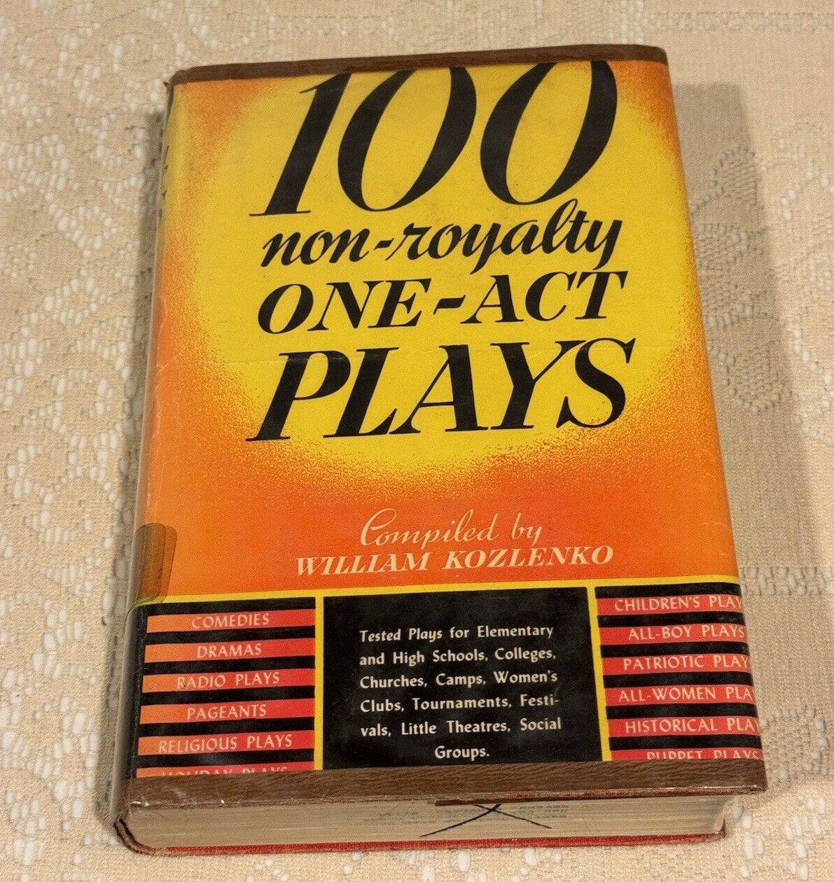 100 Non-Royalty One-Act Plays – William Kozlenko, 1940 Hardcover Book with DJ