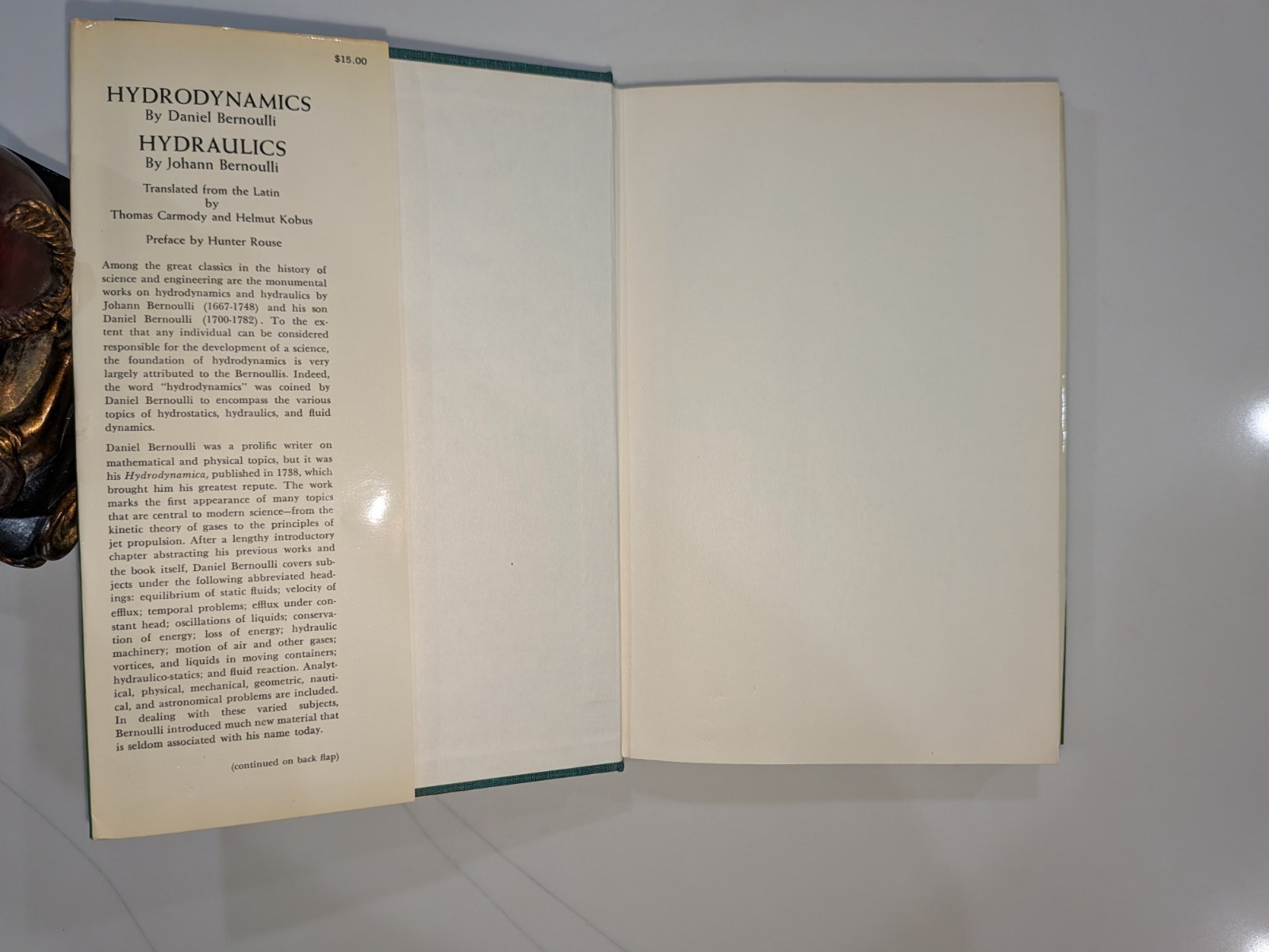 Hydrodynamics & Hydraulics – D. & J. Bernoulli – 1968 – Dover – Clothbound