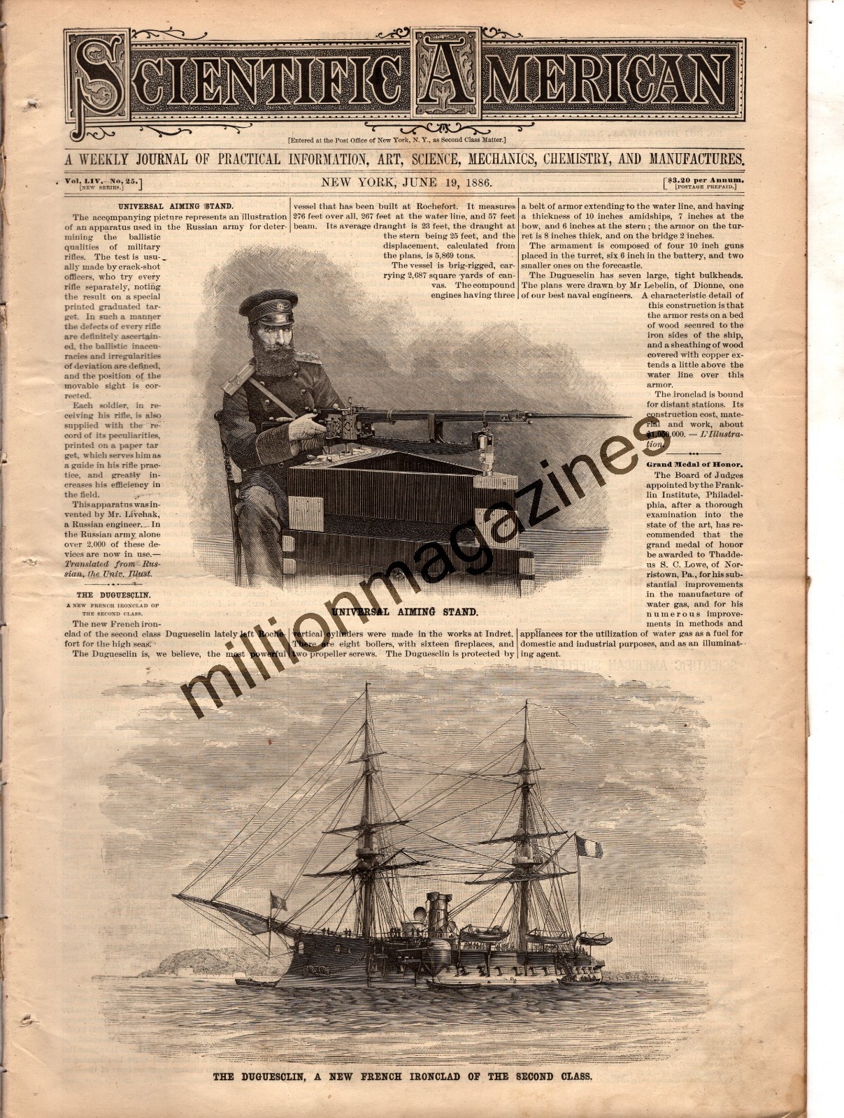 1886 Scientific American June 19 – James Watt workshop; Sewer Tunneling machine