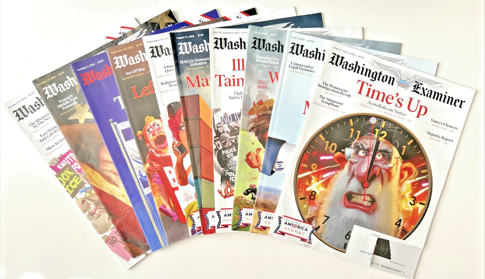 WASHINGTON EXAMINER Magazine – Ten (10) Back Issues from June 25 – Oct 29, 2025