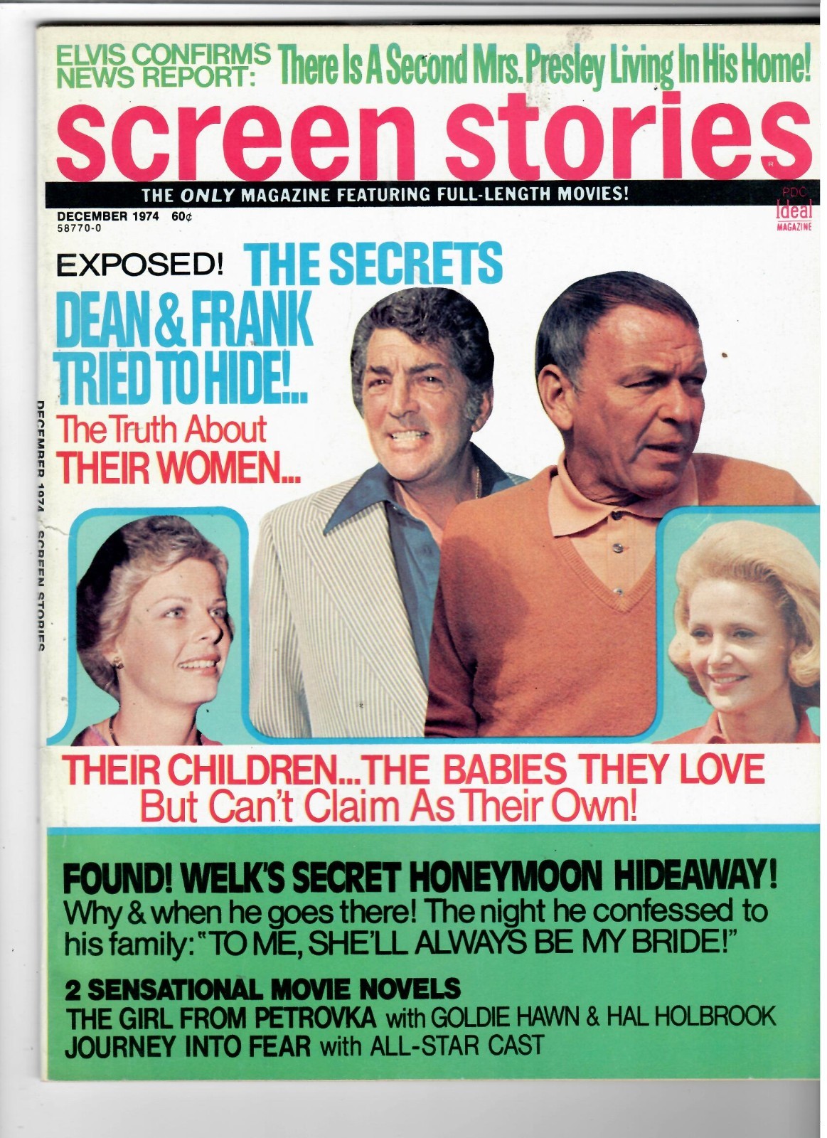 SCREEN STORIES Celebrity Magazine Dec. 1974 Goldie Hawn, Peter Lawford, More