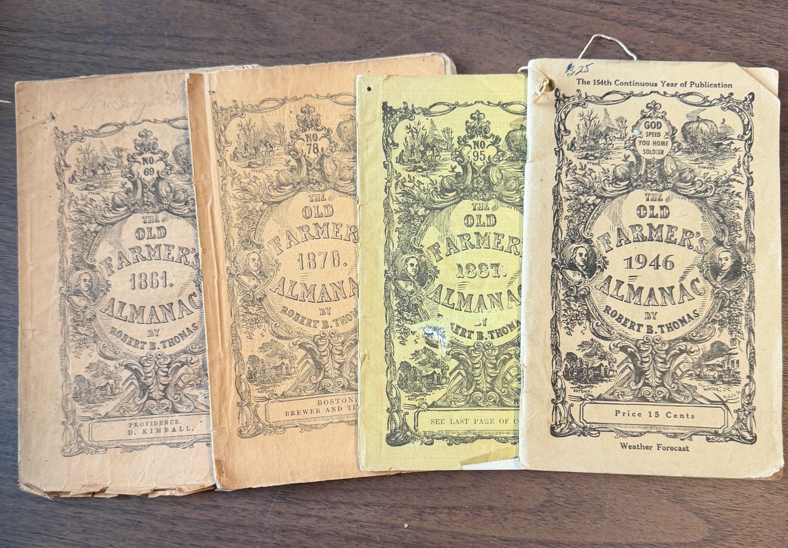 Rare Antique Editions Old Farmer’s Almanac Robert Thomas 1861 1870 1887 1946