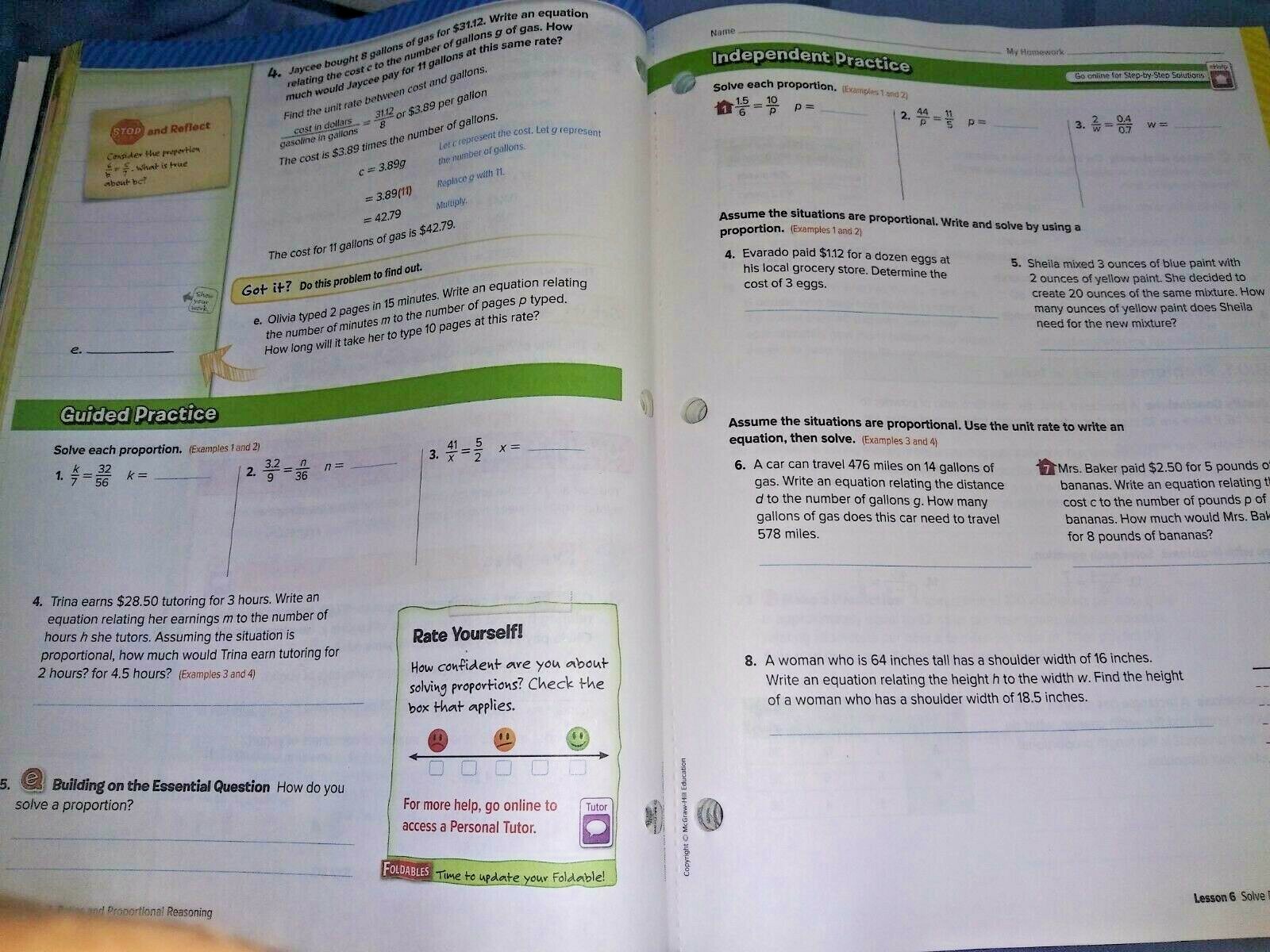 New MATH McGraw Hill Glencoe Math, Course 2, Volume 1 Student Edition,…