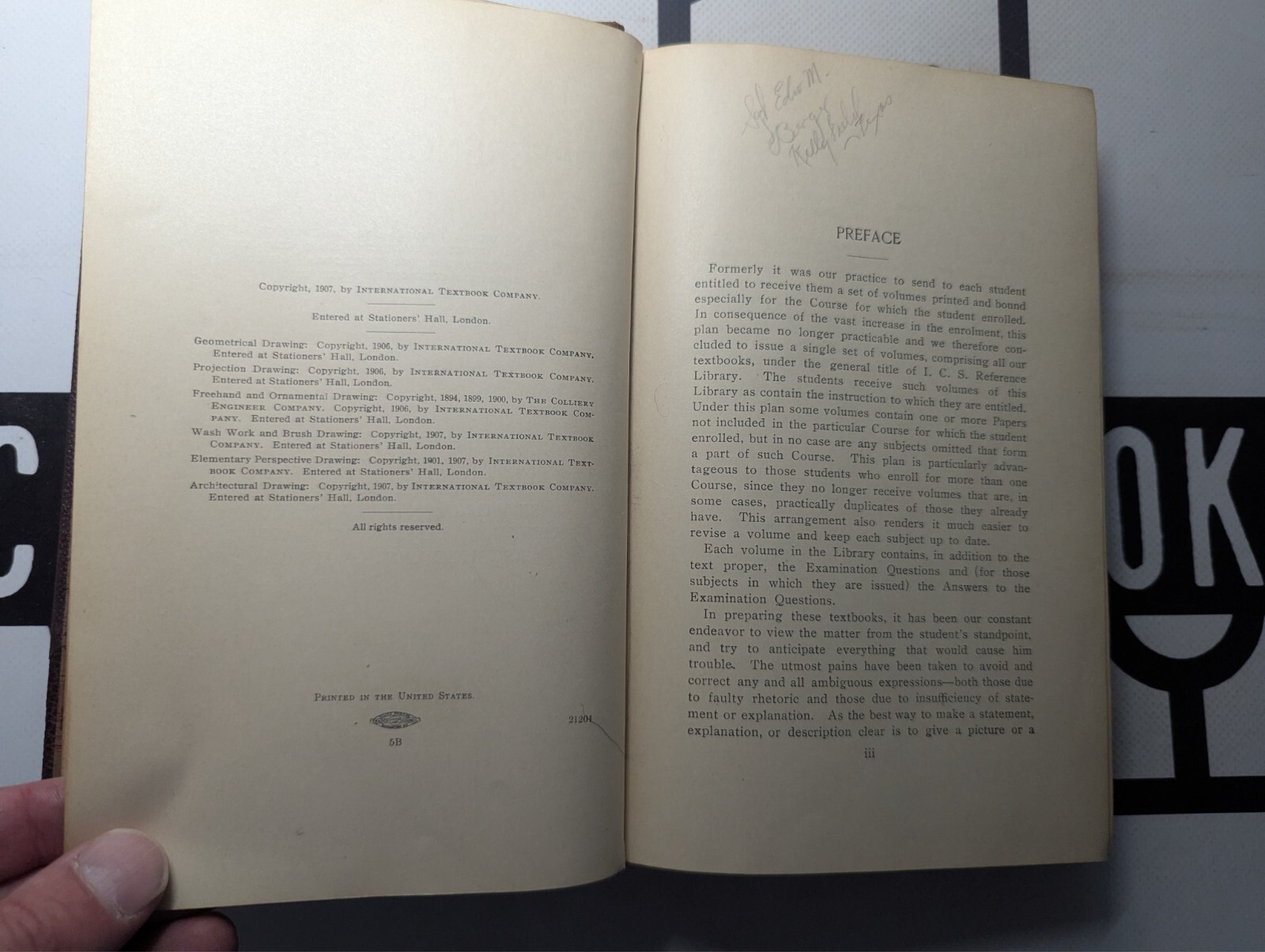 ICS Reference Library Drawing 1907 Hardcover Antique! Geometrical Projection